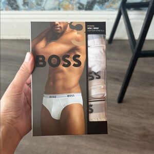 BOSS Men's White Cotton Stretch Mini Briefs S